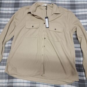 Women's Tan Button-Up Shirt